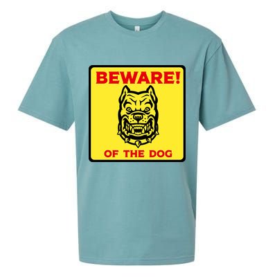 Beware Of The Dog Yellow Sign Sueded Cloud Jersey T-Shirt
