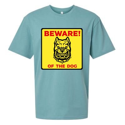 Beware Of The Dog Yellow Sign Sueded Cloud Jersey T-Shirt