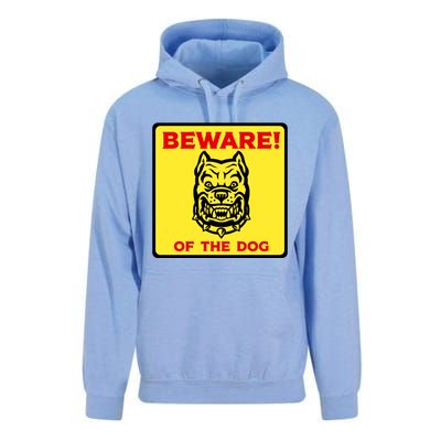 Beware Of The Dog Yellow Sign Unisex Surf Hoodie