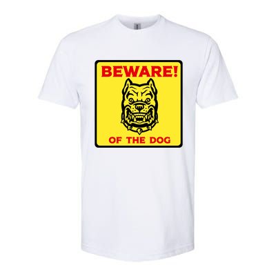 Beware Of The Dog Yellow Sign Softstyle CVC T-Shirt