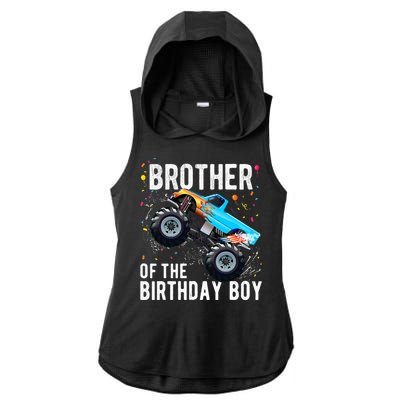 Brother Of The Birthday Boy Monster Truck Family Matching Ladies PosiCharge Tri-Blend Wicking Draft Hoodie Tank