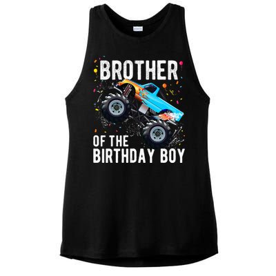 Brother Of The Birthday Boy Monster Truck Family Matching Ladies PosiCharge Tri-Blend Wicking Tank