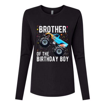 Brother Of The Birthday Boy Monster Truck Family Matching Womens Cotton Relaxed Long Sleeve T-Shirt