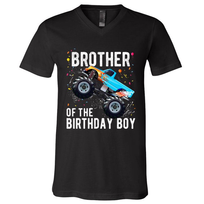 Brother Of The Birthday Boy Monster Truck Family Matching V-Neck T-Shirt