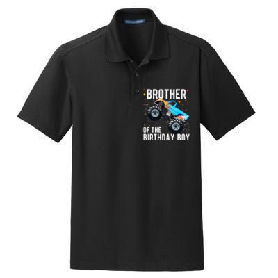 Brother Of The Birthday Boy Monster Truck Family Matching Dry Zone Grid Polo