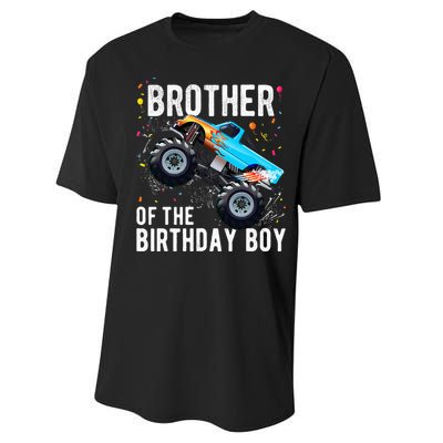 Brother Of The Birthday Boy Monster Truck Family Matching Performance Sprint T-Shirt