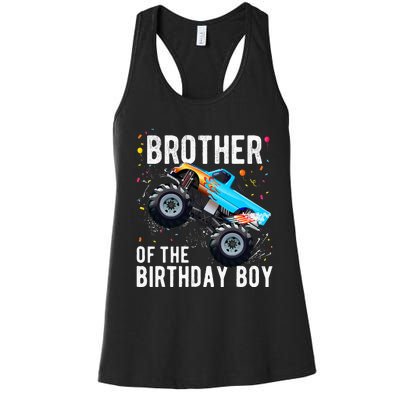 Brother Of The Birthday Boy Monster Truck Family Matching Women's Racerback Tank