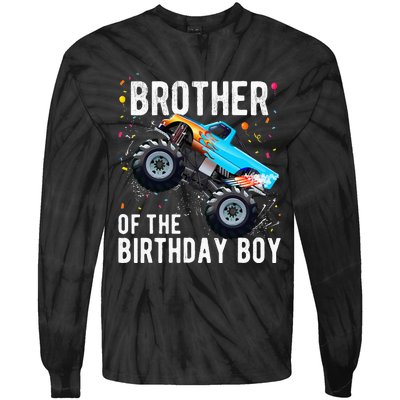 Brother Of The Birthday Boy Monster Truck Family Matching Tie-Dye Long Sleeve Shirt