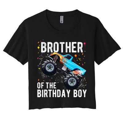 Brother Of The Birthday Boy Monster Truck Family Matching Women's Crop Top Tee