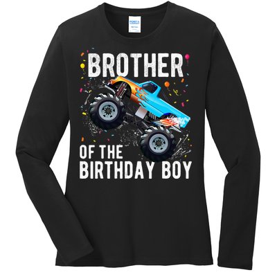 Brother Of The Birthday Boy Monster Truck Family Matching Ladies Long Sleeve Shirt