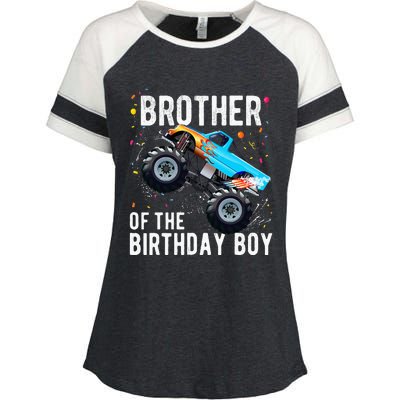 Brother Of The Birthday Boy Monster Truck Family Matching Enza Ladies Jersey Colorblock Tee