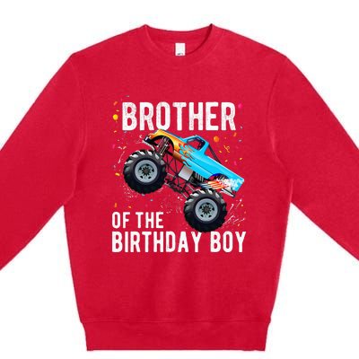 Brother Of The Birthday Boy Monster Truck Family Matching Premium Crewneck Sweatshirt