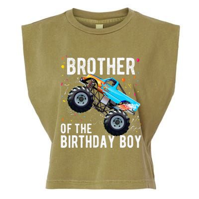 Brother Of The Birthday Boy Monster Truck Family Matching Garment-Dyed Women's Muscle Tee