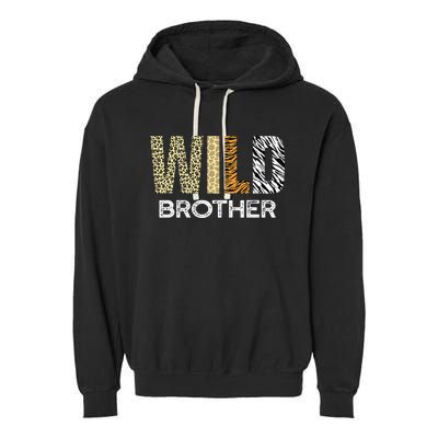 Brother Of The Wild One Zoo Birthday Safari Jungle Animal Garment-Dyed Fleece Hoodie