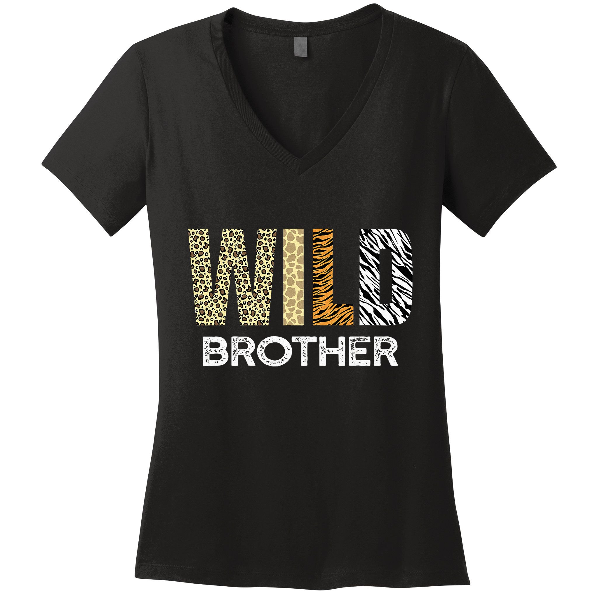 Brother Of The Wild One Zoo Birthday Safari Jungle Animal Women's V-Neck T-Shirt
