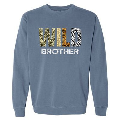 Brother Of The Wild One Zoo Birthday Safari Jungle Animal Garment-Dyed Sweatshirt