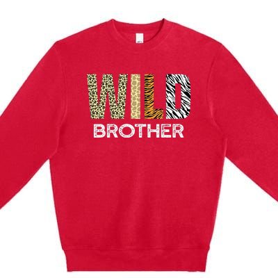 Brother Of The Wild One Zoo Birthday Safari Jungle Animal Premium Crewneck Sweatshirt