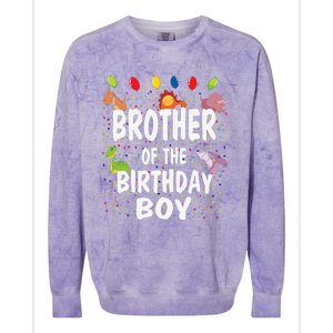 Brother Of The Birthday Dino Theme Bday Party Colorblast Crewneck Sweatshirt