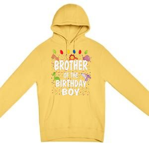 Brother Of The Birthday Dino Theme Bday Party Premium Pullover Hoodie