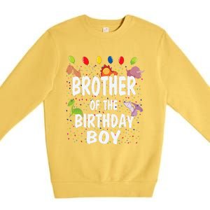 Brother Of The Birthday Dino Theme Bday Party Premium Crewneck Sweatshirt