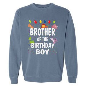 Brother Of The Birthday Dino Theme Bday Party Garment-Dyed Sweatshirt