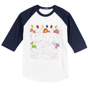 Brother Of The Birthday Dino Theme Bday Party Baseball Sleeve Shirt