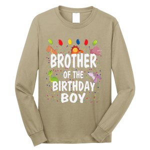 Brother Of The Birthday Dino Theme Bday Party Long Sleeve Shirt