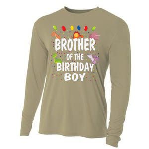 Brother Of The Birthday Dino Theme Bday Party Cooling Performance Long Sleeve Crew