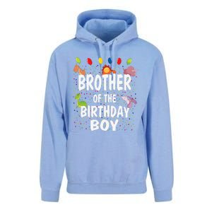 Brother Of The Birthday Dino Theme Bday Party Unisex Surf Hoodie