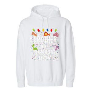 Brother Of The Birthday Dino Theme Bday Party Garment-Dyed Fleece Hoodie