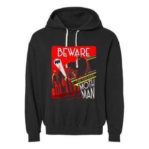 Beware Of The Chicago Mothman! Art Deco Pop Culture Cryptid Garment-Dyed Fleece Hoodie