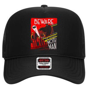 Beware Of The Chicago Mothman! Art Deco Pop Culture Cryptid High Crown Mesh Back Trucker Hat