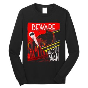 Beware Of The Chicago Mothman! Art Deco Pop Culture Cryptid Long Sleeve Shirt