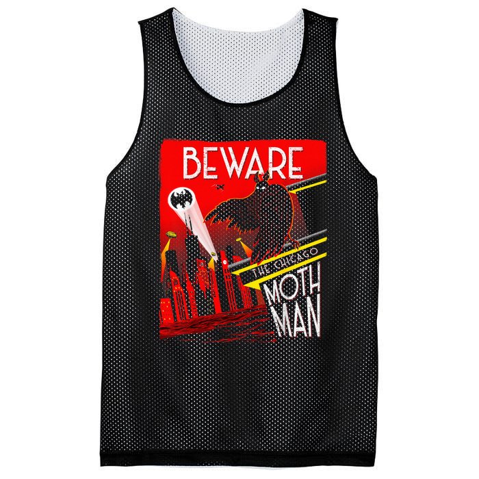 Beware Of The Chicago Mothman! Art Deco Pop Culture Cryptid Mesh Reversible Basketball Jersey Tank