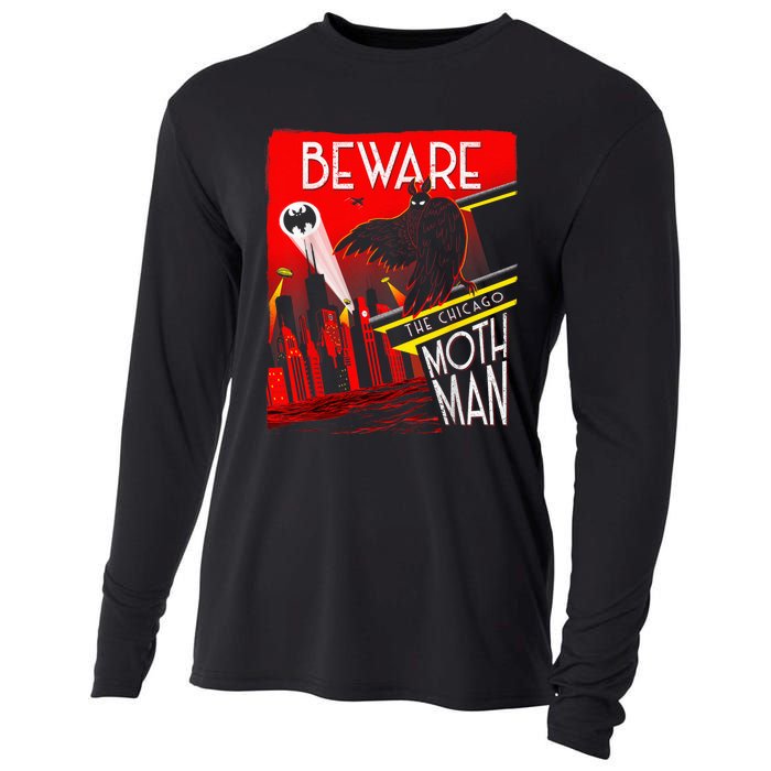 Beware Of The Chicago Mothman! Art Deco Pop Culture Cryptid Cooling Performance Long Sleeve Crew