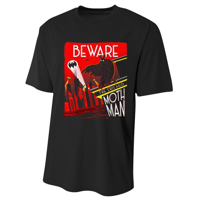 Beware Of The Chicago Mothman! Art Deco Pop Culture Cryptid Performance Sprint T-Shirt