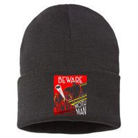 Beware Of The Chicago Mothman! Art Deco Pop Culture Cryptid Sustainable Knit Beanie