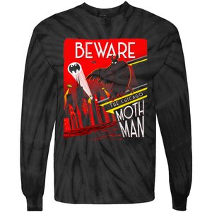 Beware Of The Chicago Mothman! Art Deco Pop Culture Cryptid Tie-Dye Long Sleeve Shirt