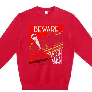 Beware Of The Chicago Mothman! Art Deco Pop Culture Cryptid Premium Crewneck Sweatshirt