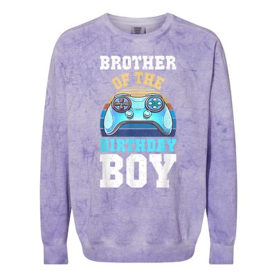 Brother Of The Birthday Boy Matching Video Gamer Birthday Colorblast Crewneck Sweatshirt