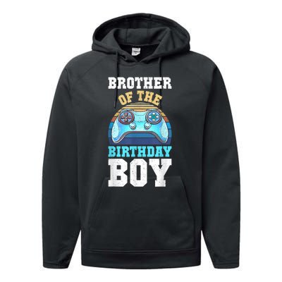 Brother Of The Birthday Boy Matching Video Gamer Birthday Performance Fleece Hoodie