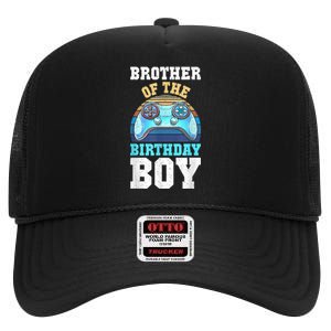 Brother Of The Birthday Boy Matching Video Gamer Birthday High Crown Mesh Back Trucker Hat