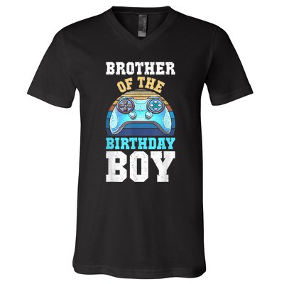 Brother Of The Birthday Boy Matching Video Gamer Birthday V-Neck T-Shirt