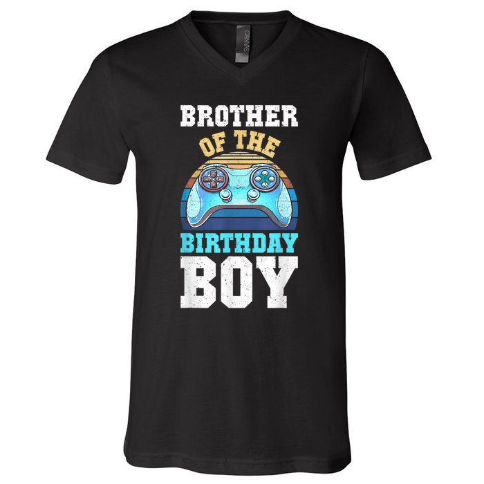 Brother Of The Birthday Boy Matching Video Gamer Birthday V-Neck T-Shirt