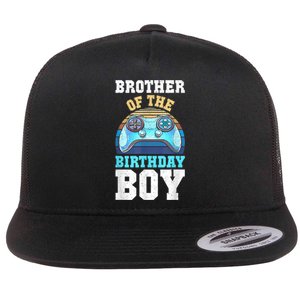 Brother Of The Birthday Boy Matching Video Gamer Birthday Flat Bill Trucker Hat