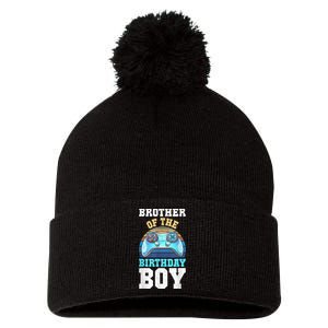 Brother Of The Birthday Boy Matching Video Gamer Birthday Pom Pom 12in Knit Beanie