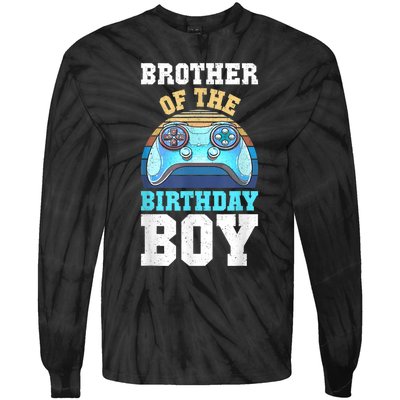 Brother Of The Birthday Boy Matching Video Gamer Birthday Tie-Dye Long Sleeve Shirt