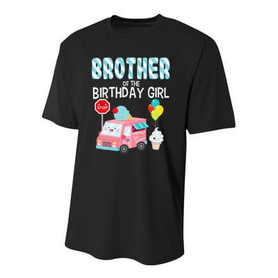 Brother Of The Birthday Girl Ice Cream Truck Bday Party Youth Performance Sprint T-Shirt