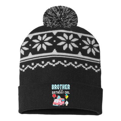 Brother Of The Birthday Girl Ice Cream Truck Bday Party USA-Made Snowflake Beanie