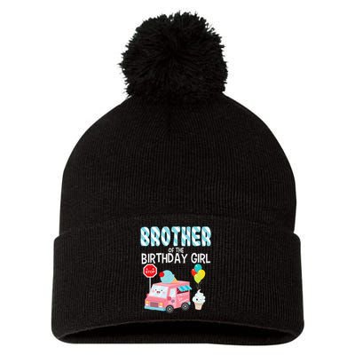 Brother Of The Birthday Girl Ice Cream Truck Bday Party Pom Pom 12in Knit Beanie